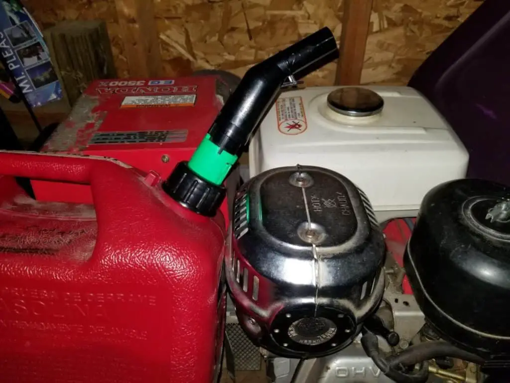 image showing a generator and gasoline for power outage preps to keep a toilet flushing.