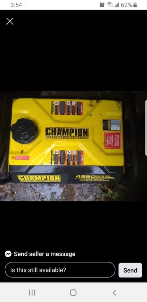 used generator advertisement on social media