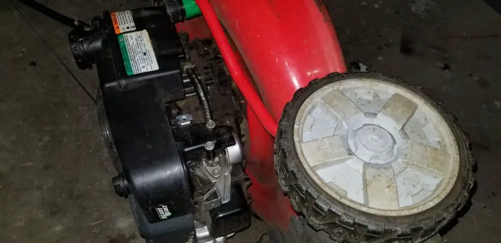 tipping the mower incorrectly will cause white smoke