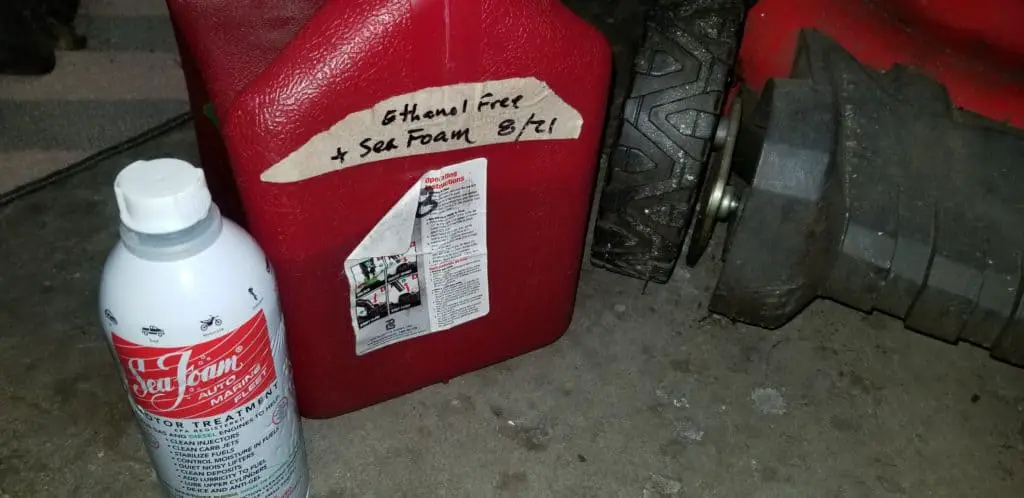 seafoam fuel stabilizer added to lawn mower gas