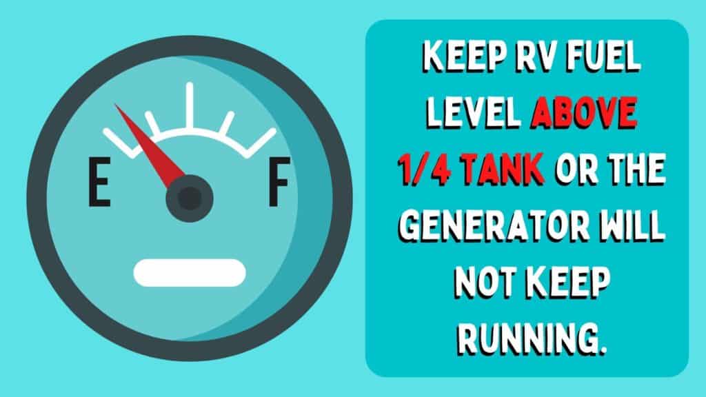 image showing how a low fuel tank will result in the RV generator not starting